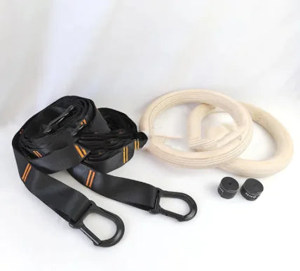 FitHydrate™ Wooden Gymnastic Rings with Adjustable Straps