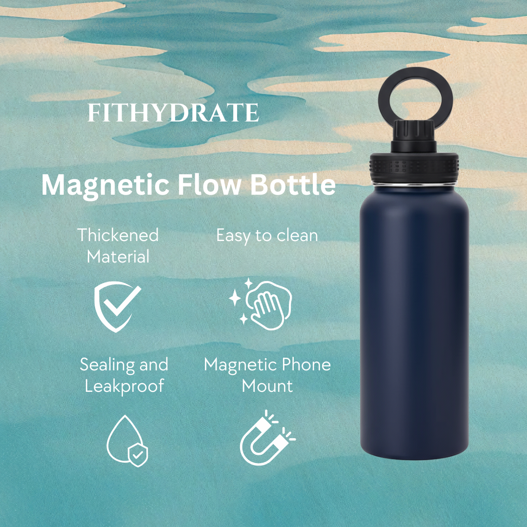 FitHydrate™ Magnetic Flow Bottle — 1L Insulated + Phone Mount